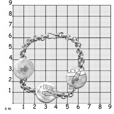 СЕРЕБРЯНЫЙ БРАСЛЕТ С КРЕСТОМ, РЫБКОЙ И ДЕСНИЦЕЙ