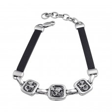 БРАСЛЕТ ИЗ СЕРЕБРА И КОЖИ "СВЯТЫЕ КИПРИАН И ИУСТИНА"