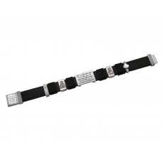 БРАСЛЕТ "АЛЕКСАНДР НЕВСКИЙ И НИКОЛАЙ ЧУДОТВОРЕЦ" ИЗ БЕЛОГО ЗОЛОТА И КОЖИ