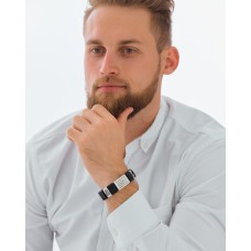 БРАСЛЕТ "АЛЕКСАНДР НЕВСКИЙ И НИКОЛАЙ ЧУДОТВОРЕЦ" ИЗ КОЖИ И СЕРЕБРА