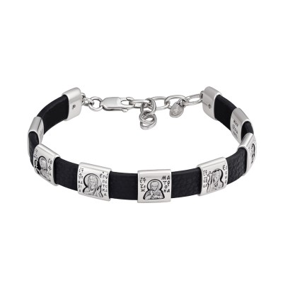 БРАСЛЕТ "СВЯТЫЕ ЖЁНЫ" ИЗ КОЖИ И СЕРЕБРА