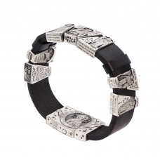 БРАСЛЕТ "АРХАНГЕЛЫ" ИЗ КОЖИ И СЕРЕБРА