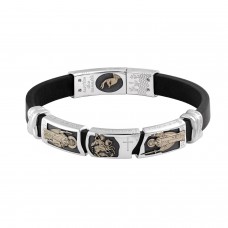 ЗОЛОТОЙ БРАСЛЕТ "ГЕОРГИЙ ПОБЕДОНОСЕЦ, НИКОЛАЙ ЧУДОТВОРЕЦ И СПИРИДОН ТРИМИФУНТСКИЙ"