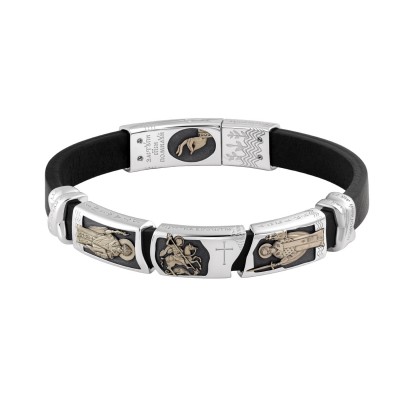 ЗОЛОТОЙ БРАСЛЕТ "ГЕОРГИЙ ПОБЕДОНОСЕЦ, НИКОЛАЙ ЧУДОТВОРЕЦ И СПИРИДОН ТРИМИФУНТСКИЙ"