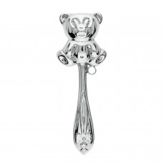 Набор для малышей КД 'Мишка': вилка, ложка, погремушка с позолотой и с эмалью (Серебро 925)