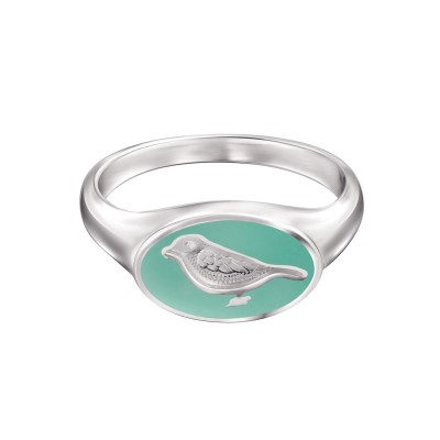 КОЛЬЦО "ПТИЧКА" С ГОРЯЧЕЙ ЭМАЛЬЮ