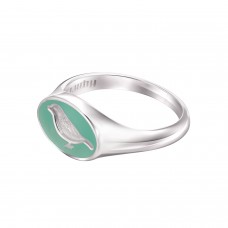 КОЛЬЦО "ПТИЧКА" С ГОРЯЧЕЙ ЭМАЛЬЮ