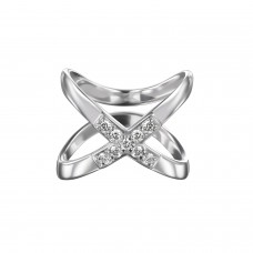 СЕРЕБРЯНОЕ КОЛЬЦО "ПЕРЕКРЕСТИЕ" С ФИАНИТАМИ