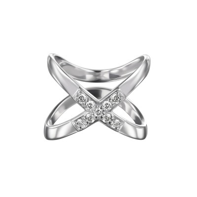 СЕРЕБРЯНОЕ КОЛЬЦО "ПЕРЕКРЕСТИЕ" С ФИАНИТАМИ