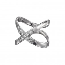 СЕРЕБРЯНОЕ КОЛЬЦО "ПЕРЕКРЕСТИЕ" С ФИАНИТАМИ