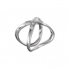 СЕРЕБРЯНОЕ КОЛЬЦО "ПЕРЕКРЕСТИЕ" С ФИАНИТАМИ