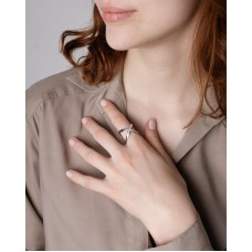 СЕРЕБРЯНОЕ КОЛЬЦО "ПЕРЕКРЕСТИЕ" С ФИАНИТАМИ