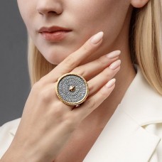 КОЛЬЦО "90 ПСАЛОМ" ИЗ СЕРЕБРА С ПОЗОЛОТОЙ