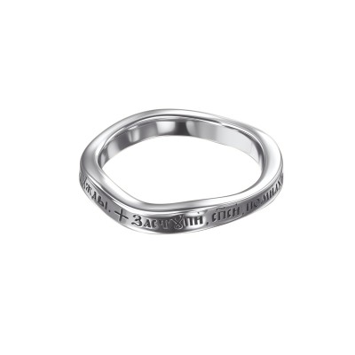 КОЛЬЦО ИЗ БЕЛОГО ЗОЛОТА "ЗАСТУПИ, СПАСИ И ПОМИЛУЙ..."