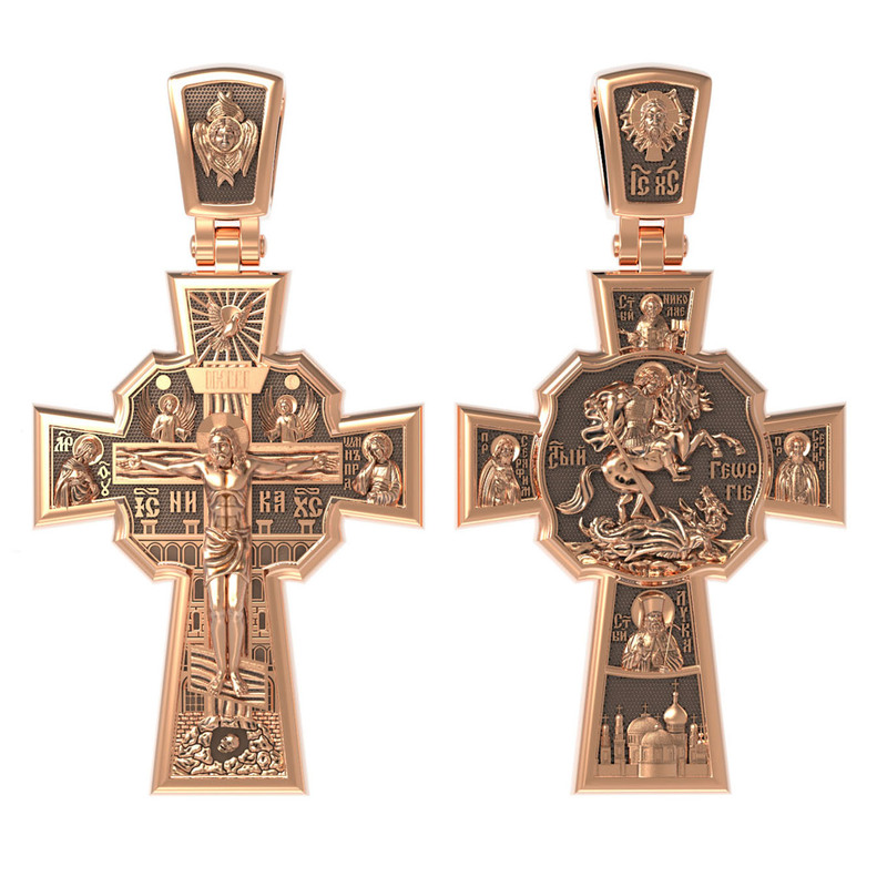 Купить золотые крестики мужские в православной мастерской «Деревцов» с доставкой по Москве и России