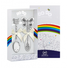 Набор для малышей DODO 'Бабочка': ложка и погремушка (Серебро 925)